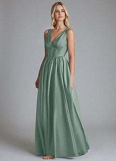 Azazie Delmie Brudtärnklänningar Klä av A-Linje i Stretch Satin Korsett Silversalvia image4