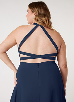 Azazie Clarice Bridesmaid Dresses Dark Navy A-Line Halter Chiffon Dress image10