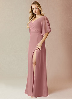 Azazie Cierra Bridesmaid Dresses Dusty Rose A-Line V-Neck Chiffon Dress image3