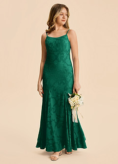 Azazie Lioren Junior Meerjungfrau-Linie Gestreift Blumen-Burnout Kleid Smaragd image5