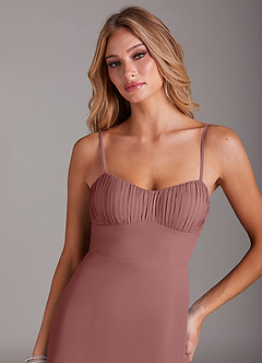 Azazie Breonna Abiti da Damigella Abito A-Line in Chiffon Scollo a Cuore Rosa Del Deserto image5