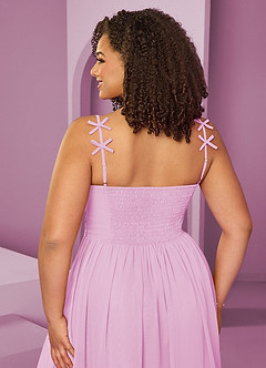 Barbie ♥ Azazie Bridesmaid Dresses Candy Pink A-Line Pleated Chiffon Dress image9