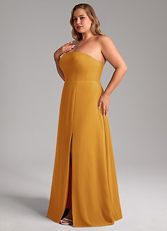 Azazie Wren Bridesmaid Dresses Butterscotch A-Line Side Slit Chiffon Convertible Dress image13