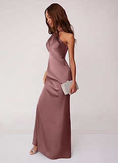 Barbie ♥ Azazie Bridesmaid Dresses Vintage Mauve Sheath Stretch Satin Dress image5