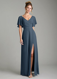 Azazie Ambrosia Bridesmaid Dresses Neptune A-Line Pleated Chiffon Dress image1