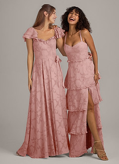 Azazie Aricella Bridesmaid Dresses Rosette A-Line Corset Floral Burnout Dress image2