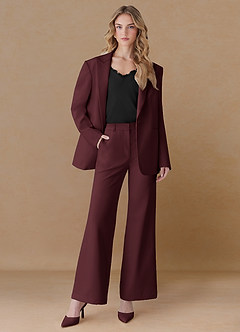 front Amelia Cabernet Refined Weave Performance Oversized Blazer