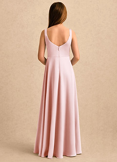 Azazie June Girls Formal Robe Demoiselle D'honneur Fillette Robe Trapèze en Satin extensible Dentelle Rose Pâle image4