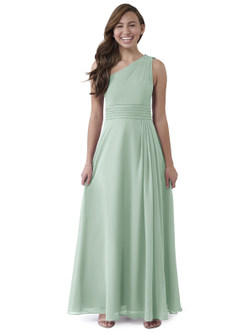 Azazie Cleo Vestido de Agave de Gasa/ Chiffon de Acampanado con Plisado image1