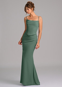Azazie Sorrel Bridesmaid Dresses Eucalyptus Mermaid Corset Chiffon Dress image6