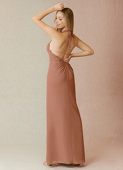 Azazie Yessi Brautjungfernkleider Etui Plissee Chiffon Kleid Bronzer image2