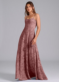 Azazie Stasy Final Sale Dusty Rose A-Line Sweetheart Neckline Floral Burnout Dress image5
