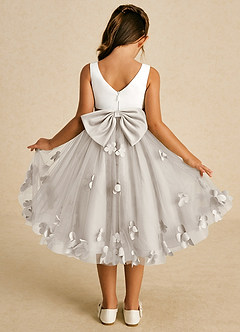 Azazie Sprout Flower Girl Dresses Frost A-Line Bow Tulle Dress image1