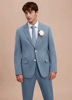 front Ethan Dusty Blue Refined Weave Performance Suit Jacket