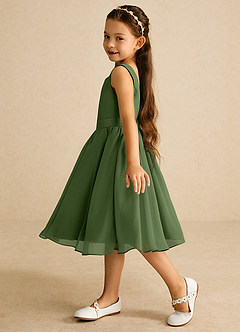 Azazie Ari Flower Girl Dresses Olive A-Line Sleeveless Chiffon Dress image4