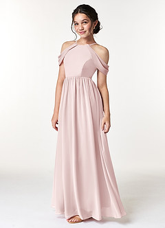 Azazie Seneca Junior Vestido de Rosa Rubor de Gasa de Corte en A con Vestidos sin tirantes image5