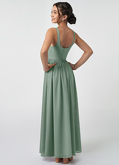 Azazie Keyla Junior Silver Sage A-Line Pleated Chiffon Dress image4