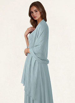 front Azazie Soft Wool Blend Textured Frayed Edge Shawl
