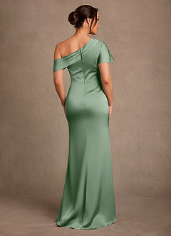 Azazie Rutha Abiti per la Madre della Sposa Abito Tubino in Raso Elasticizzato Monospalla Matcha image2