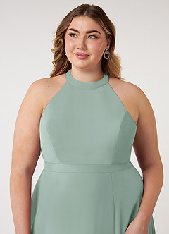 Azazie Clarice Bridesmaid Dresses Agave A-Line Halter Chiffon Dress image13