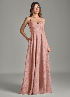 Azazie Amani Robes de demoiselle d'honneur Robe Trapèze en Blumen-Burnout Plissée Rosette image3