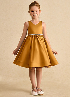 Azazie Julietta Blumenmädchenkleider Ballkleid Cabrio Tüll Kleid Butterscotch image9