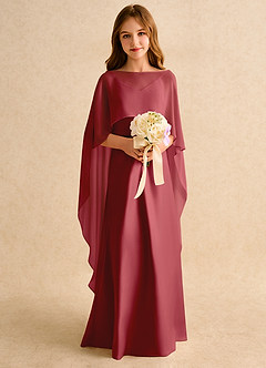 Azazie Fishie Girls Formal Robe Demoiselle D'honneur Fillette Robe Trapèze en Mat Satiné Grenade image3