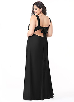Azazie Christiana Brautjungfernkleider A-Linie V-Hals Gefaltet Chiffon Kleid Schwarz image8