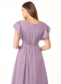 Azazie Daphne Modest Bridesmaid Dresses A-Line Ruffled Chiffon Floor-Length Dress image5