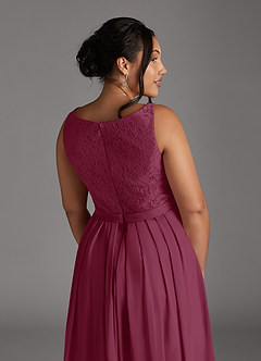 Azazie Ainsling Mother of the Bride Dresses Mulberry A-Line Square Neckline Lace Chiffon Dress image18