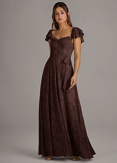 Azazie Aricella Bridesmaid Dresses Ganache A-Line Corset Floral Burnout Dress image3