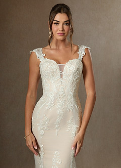 Azazie Roux Wedding Dresses Diamond White Champagne Mermaid Sequins Satin Dress image4