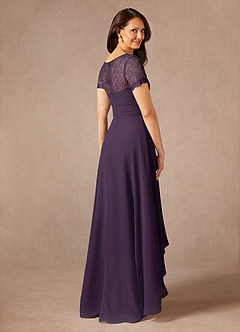 Azazie Polly Abiti per la Madre della Sposa Abito A-Line in Chiffon Pizzo Prugna image2