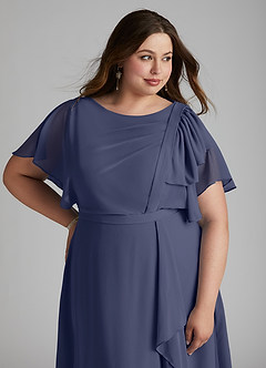 Azazie Aaliyah Modest Bridesmaid Dresses A-Line Scoop Pleated Chiffon Floor-Length Dress image11