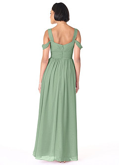 Azazie Lianne Bridesmaid Dresses Matcha A-Line Off the Shoulder Chiffon Dress image4