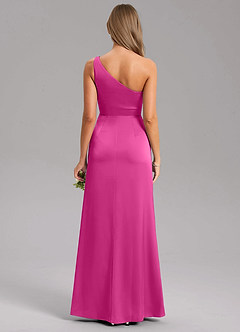 Azazie Phaedra Jurken voor bruidsmeisjes Jurk van Stretch Satijn met A-Lijn One-Shoulder Fuchsia image2