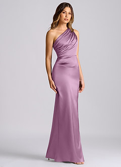 Azazie Akilah Brudtärnklänningar Klä av Sjöjungfru i Stretch Satin Ena axeln Blåregn image3