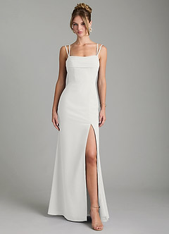 Azazie Egypt Abiti da Damigella Abito Tubino in Chiffon Scollo a Cuore Bianco image1