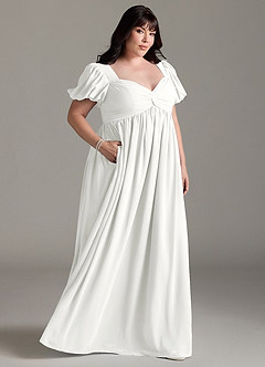 Azazie Madisynn Brudepigekjoler til gravide Sløjfe Chiffon Gulv-længde Kjole image7