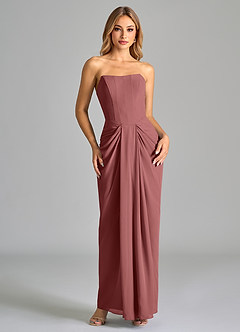 Azazie Anaïs Jurken voor bruidsmeisjes Jurk van Chiffon met Kolom Strapless Amethist image1