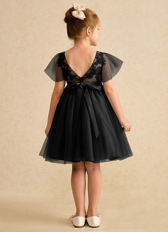 Azazie Queenie Flower Girl Dresses Black A-Line Lace Dress image2