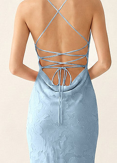 Natasha Sky Blue Jacquard Corset Mermaid Prom Dress image7