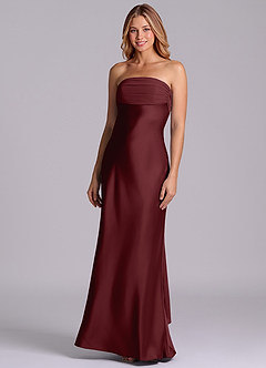 Azazie Ailanie Brudtärnklänningar Klä av Tubklänning i Stretch Satin Axelbandslös Cabernet image1