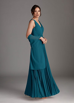 Azazie Kris Mother of the Bride Dresses Ink Blue A-Line Sequins Chiffon Dress image3