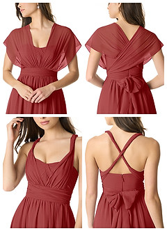 Azazie Olani Bridesmaid Dresses Rust A-Line Off the Shoulder Chiffon Convertible Dress image6