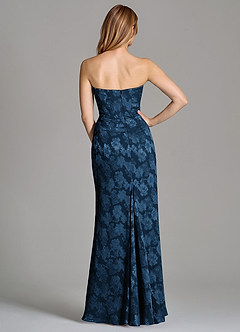 Azazie Ezrena Brautjungfernkleider Wandelbar Meerjungfrau-Linie Schulterfrei Blumen-Burnout Kleid Dunkelmarine image5