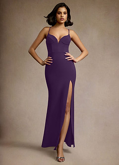 Kaya Dark Purple Lace Up Maxi Dress image1