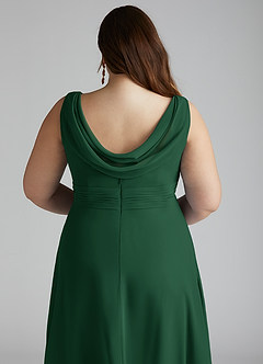 Azazie Karina Bridesmaid Dresses Dark Green A-Line Pleated Chiffon Dress image10