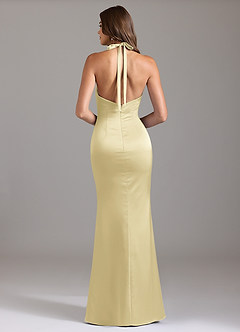 Azazie Valerie Bridesmaid Dresses Lemon Sorbet Mermaid Pleated Stretch Satin Dress image2
