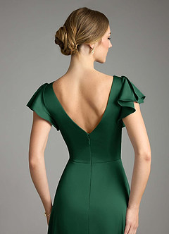 Azazie Omari Bridesmaid Dresses Dark Green A-Line Stretch Satin Dress image7
